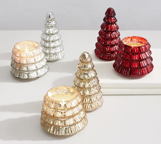Mercury Glass Tree Scented Candles - Fireside Fir | Pottery Barn (US)