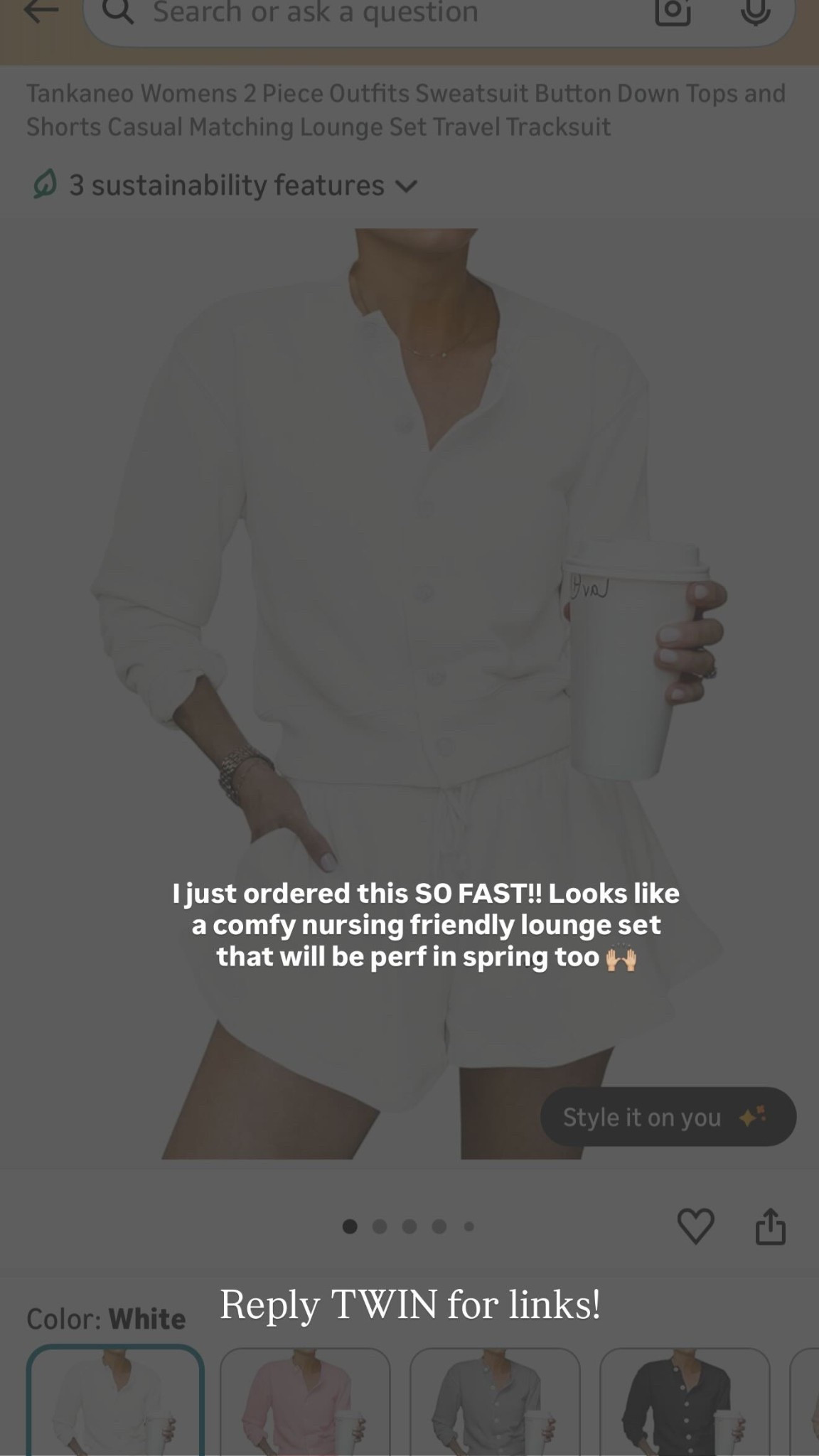 I just ordered this SO FAST!! Looks like a comfy nursing friendly lounge set that will be perf in spring too 🙌🏼 

#LTKmomlife