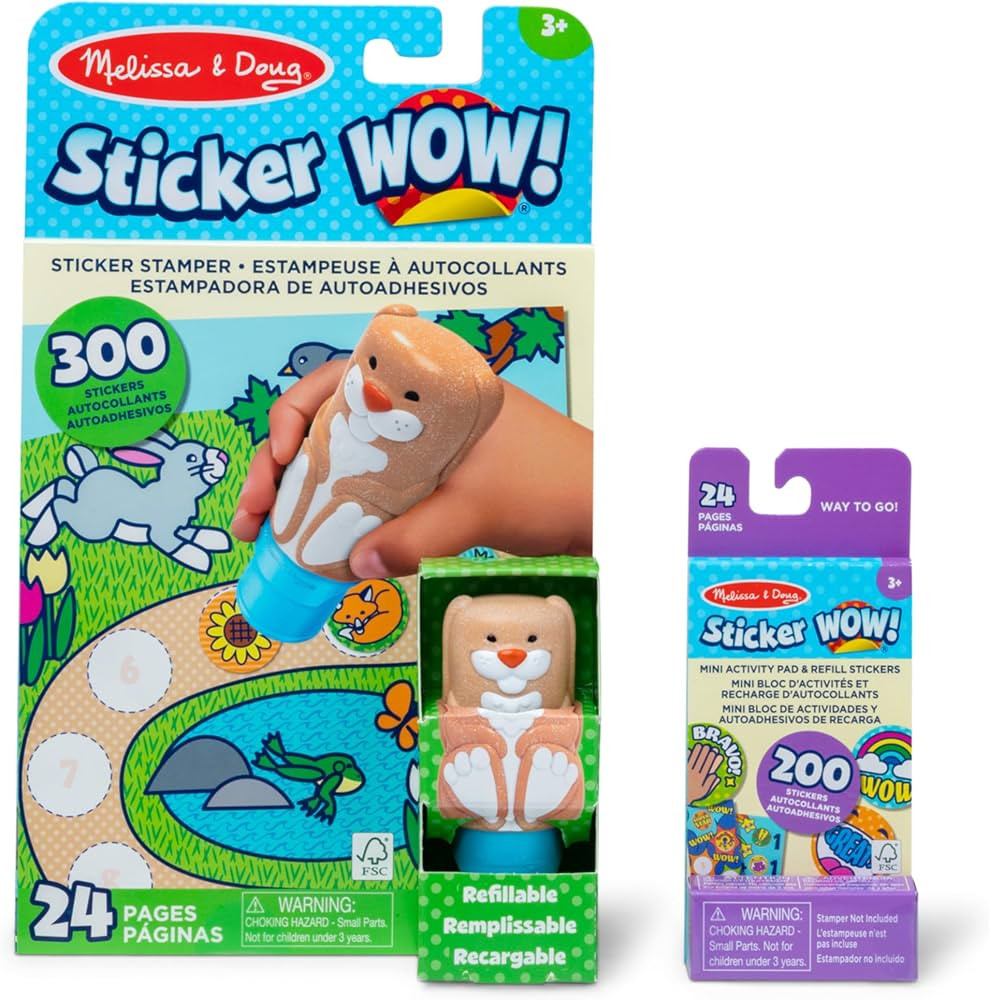 Melissa & Doug Sticker Wow!™ Bunny Bundle: 24-Page Activity Pad, Stamper, 500 Stickers, Mini Pa... | Amazon (US)