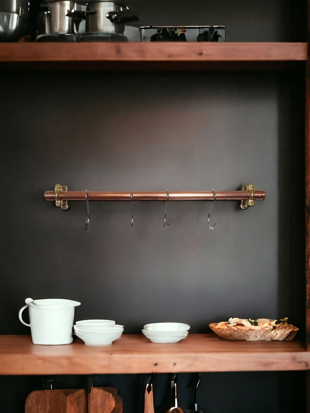 Copper Utensil Rail, 15mm Copper Pipe, Pot & Pan Rail, Pan Organizer, S Hooks Included, Kitchen S... | Etsy (US)