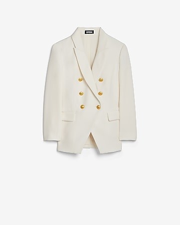 Double Breasted 3/4 Sleeve Novelty Button Blazer | Express