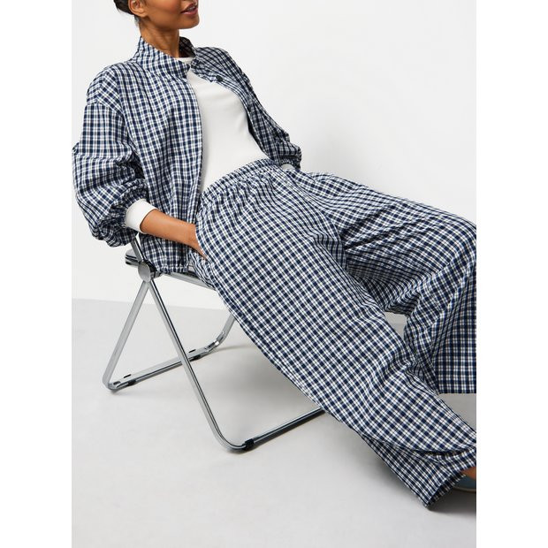Buy Navy Checked Barrel Trousers 24 | Co-ords | Tu | Tu Clothing