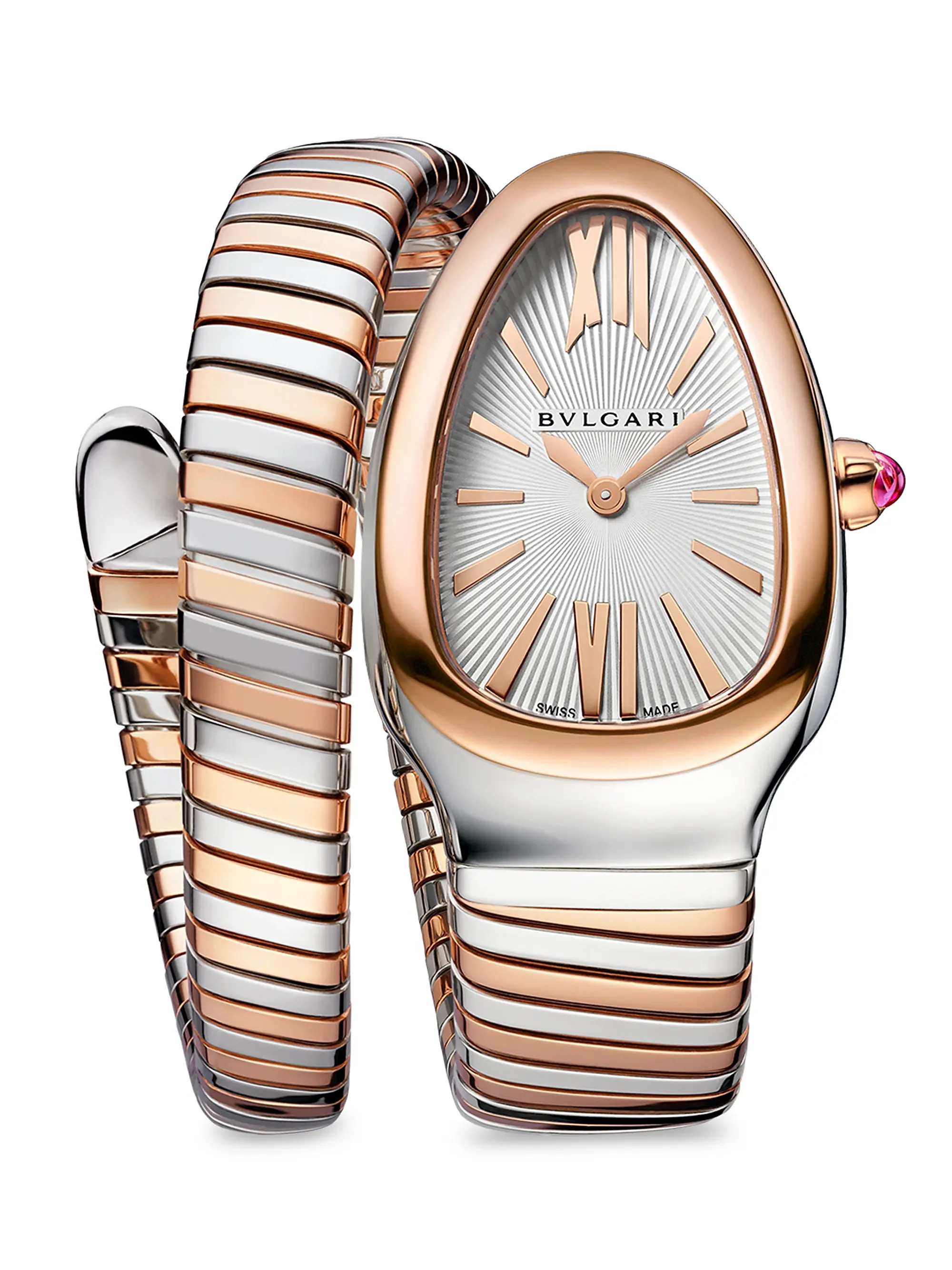 Serpenti Tubogas Stainless Steel & 18K Rose Gold Single-Spiral Watch | Saks Fifth Avenue