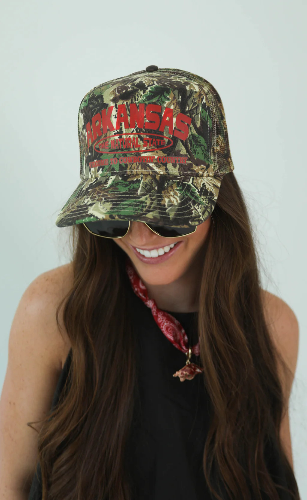 charlie southern: arkansas camo trucker hat - red | RIFFRAFF