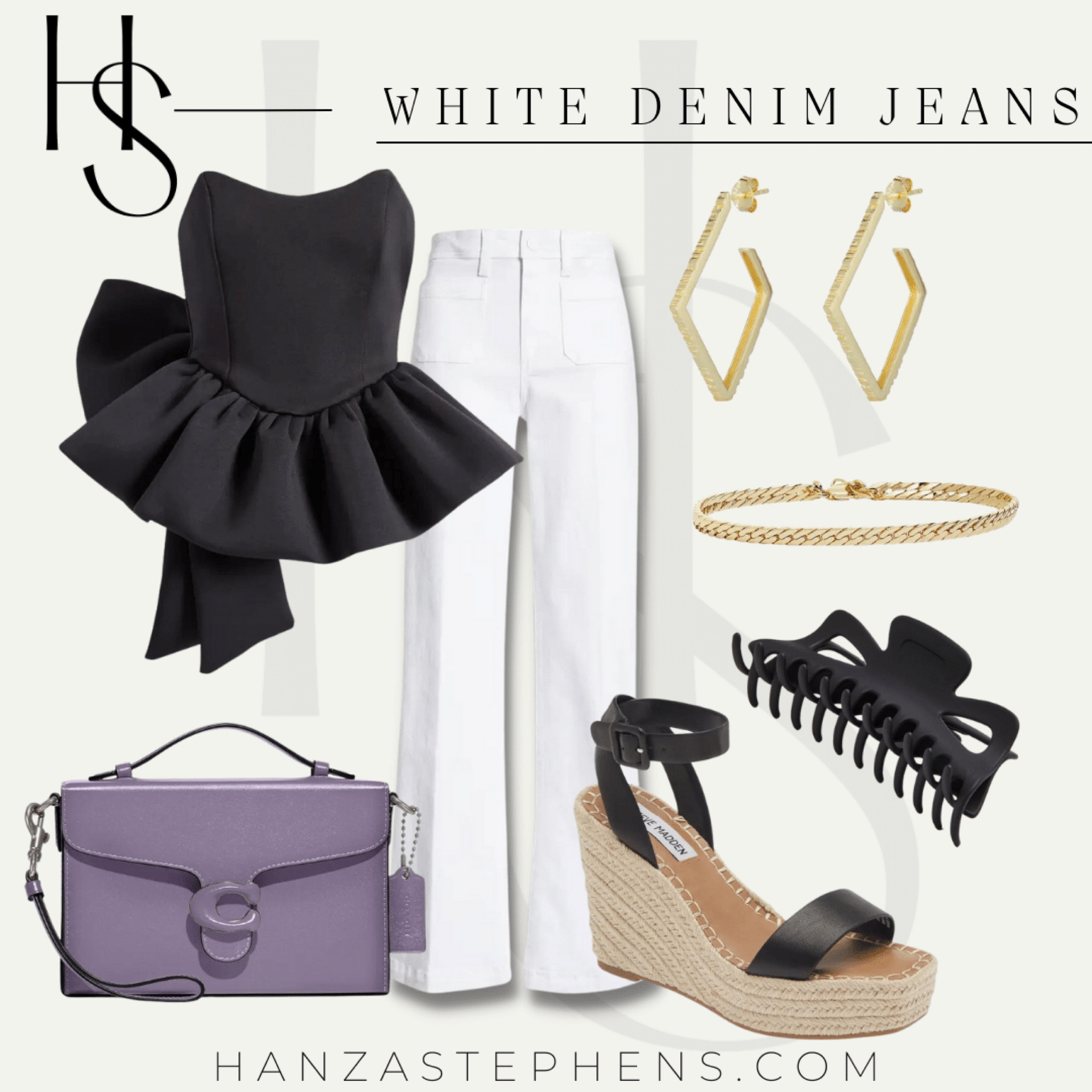 The Top: Would you believe me if I told you this peplum top was under $50? I love the structure (and, of course, the over the top bow in the back)!

The Bag: The best part about a total black and white outfit? A statement bag or shoe, of course. I am crushing hard on lavender this season! This is the Coach Tabby's more structured - but equally as cute - sister in a fab shade.


#LTKfit #LTKstyletip