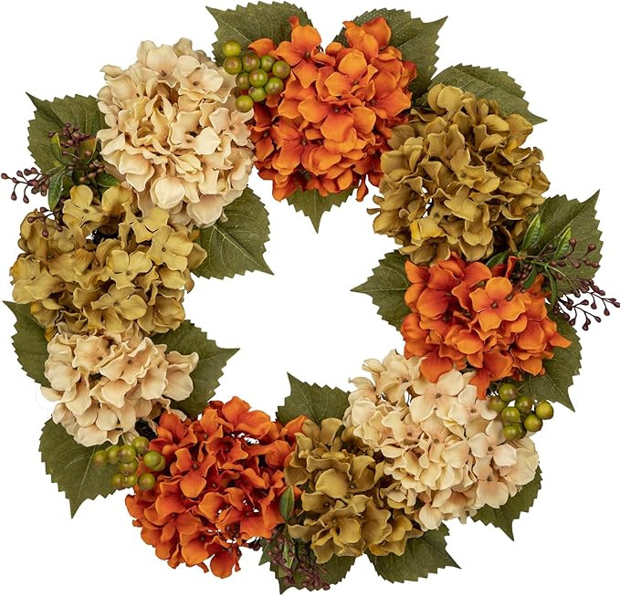 Fall Wreaths for Front Door, 20 inch Autumn Wreath with Hydrangeas Berries Fall Door Wreath Artif... | Amazon (US)
