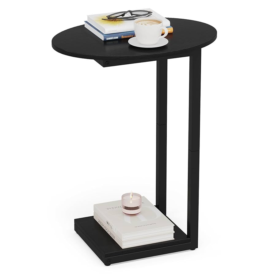 Hosfais Small Side Table End Table, C-Shaped Wood Coffee Table TV Tray for Eating Couch Tables fo... | Amazon (US)