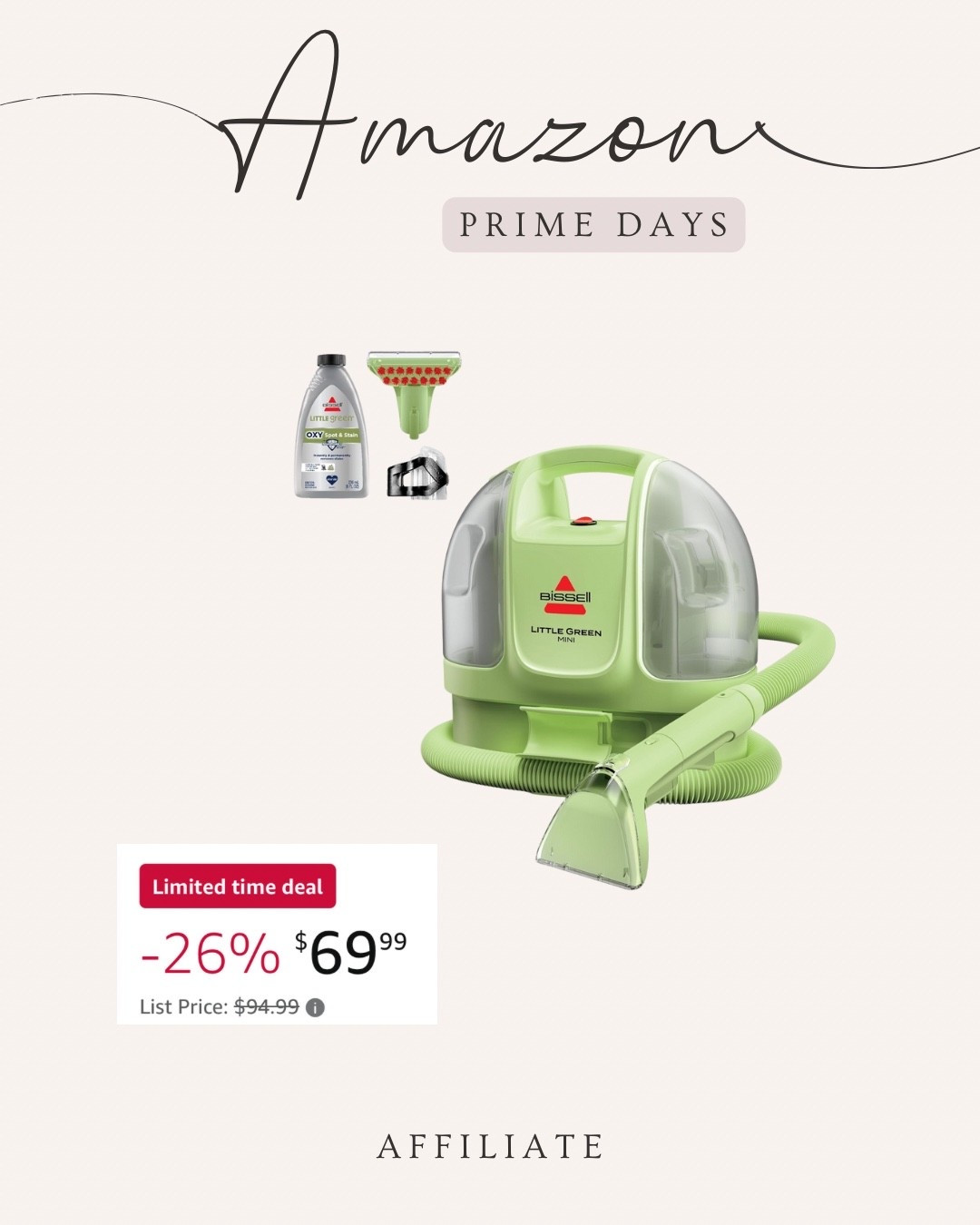 Early Prime Day Deal on the Bissell Little Green Mini! I’ve been eyeing this one! 

#LTKFindsUnder100 #LTKSaleAlert #LTKHome