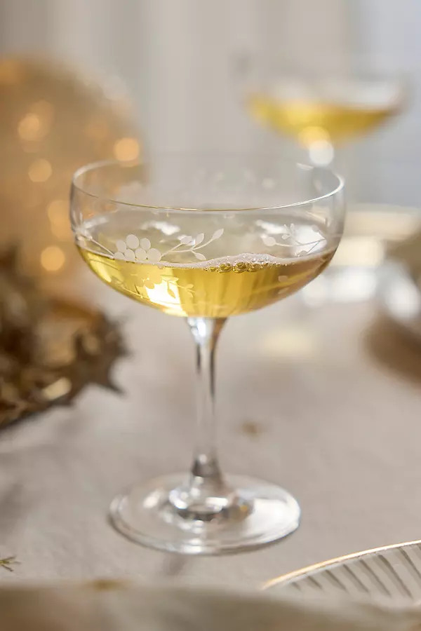 Etched Floral Coupes, Set of 2 | Anthropologie (US)