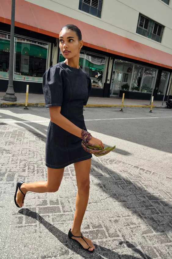 Z1975 PUFF SLEEVE MINI DENIM DRESS | Zara US