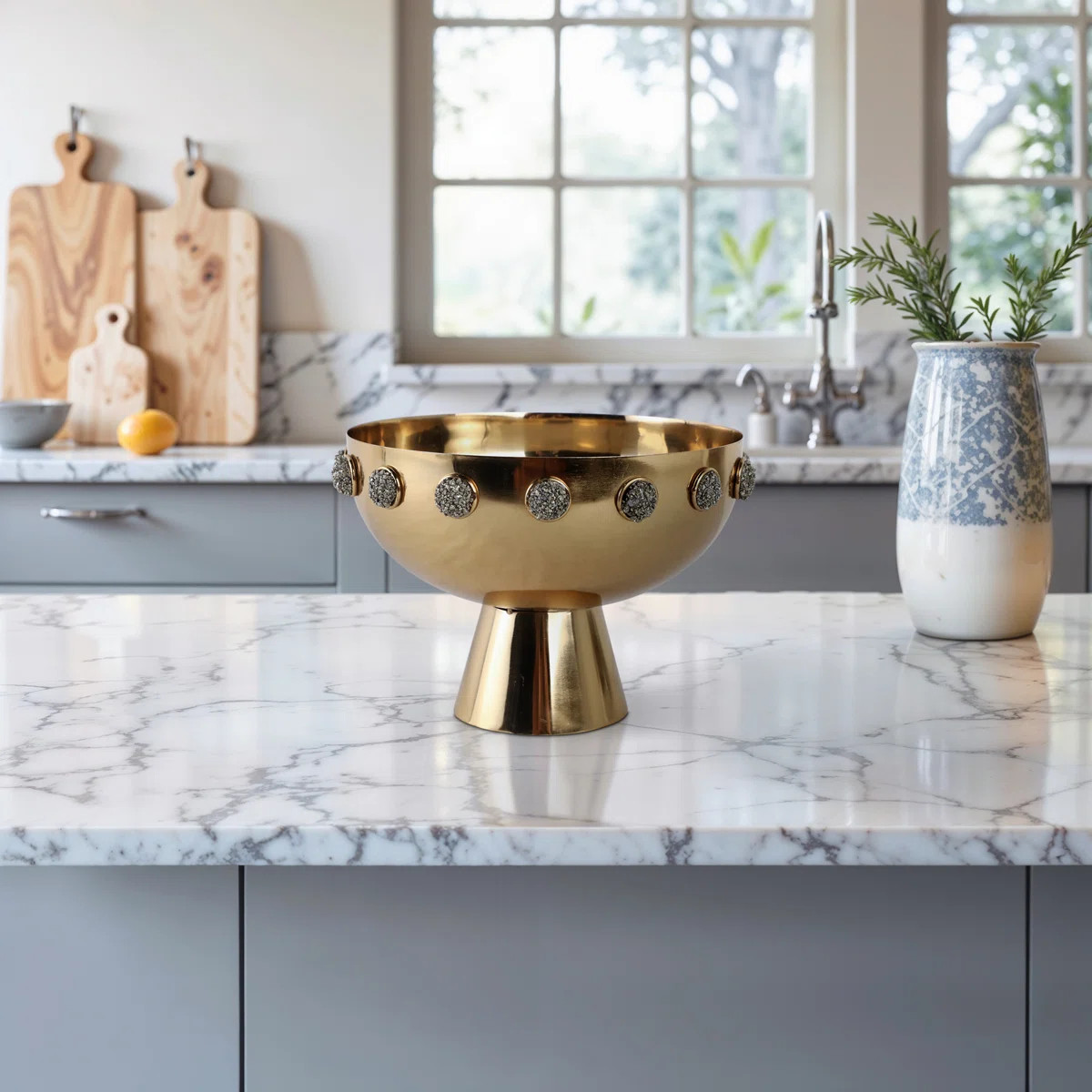 Rosdorf Park 10" Frances Quartz Crystal And Steel Bowl | Wayfair North America