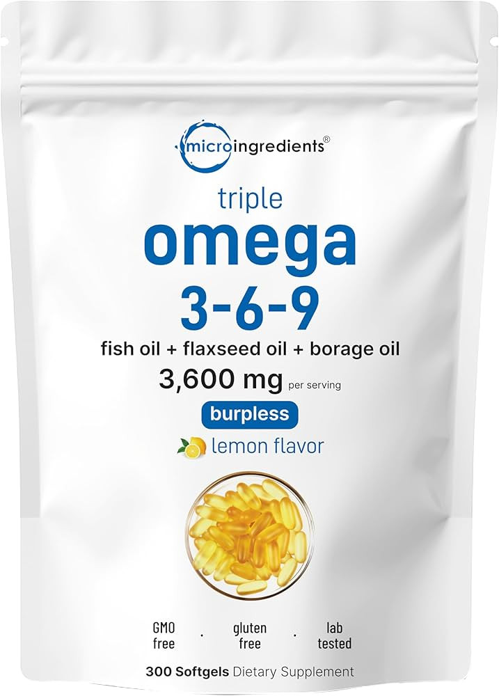 Ultra Omega 3-6-9 3600mg Per Serving, 300 Burpless Softgels | Lemon Flavor – Blend of Fish, Fla... | Amazon (US)