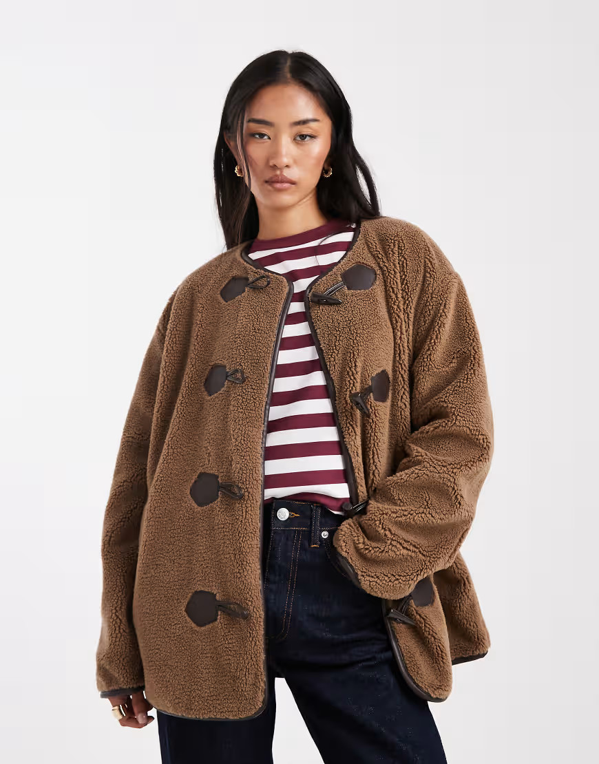 ONLY teddy duffle coat in brown | ASOS (Global)
