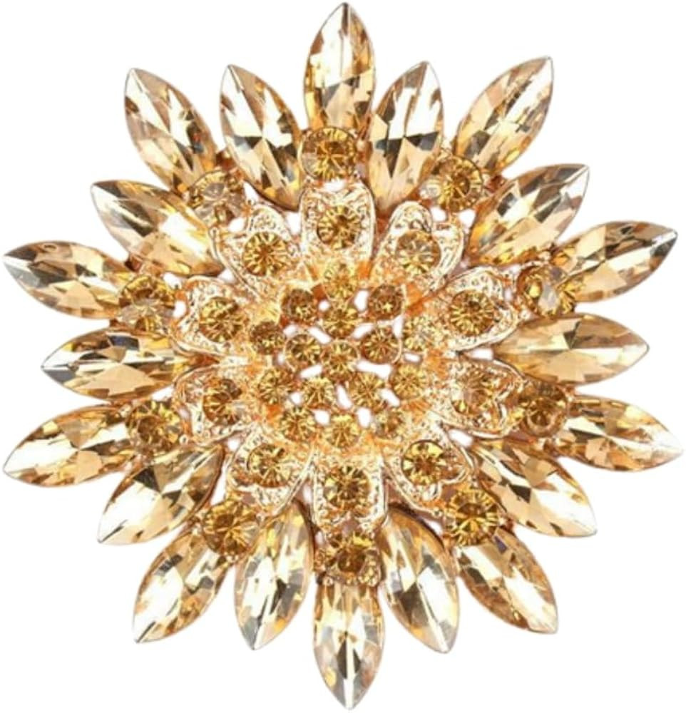 Colorful Rhinestone Crystal Sunflower Brooch Pin for Women Dress Hat Decoration | Amazon (US)