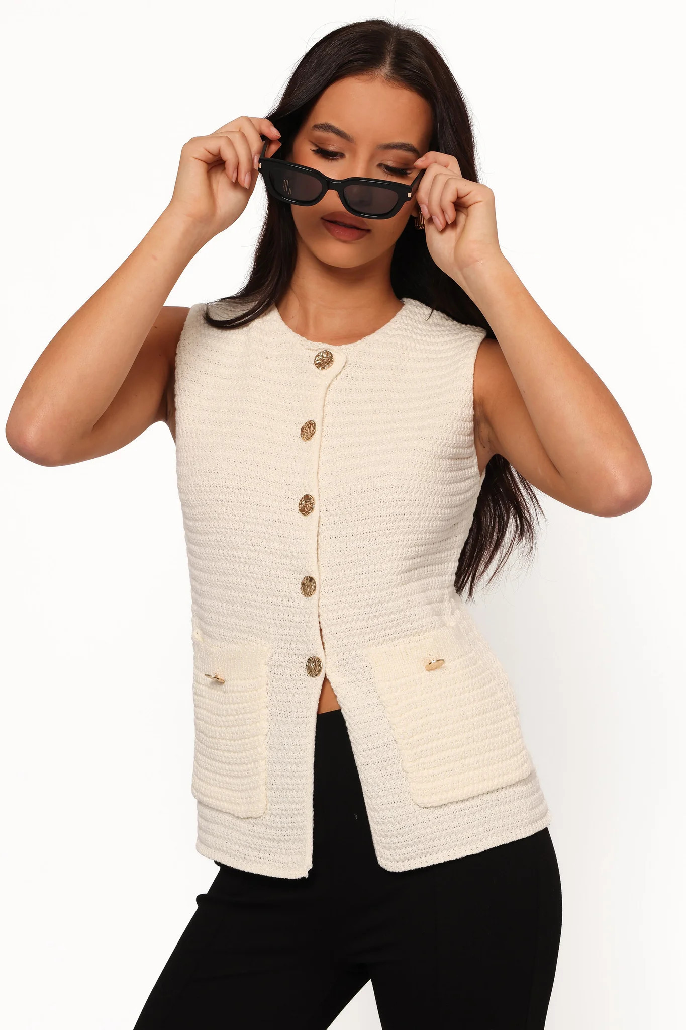 Blair Knit Vest - White | Petal & Pup (US)