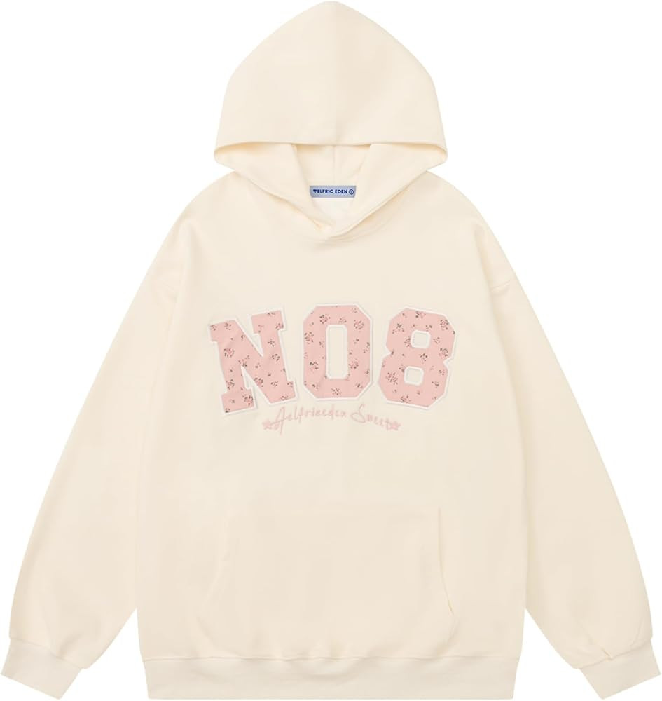 Aelfric Eden Womens Oversized Graphic Hoodies Y2k Flower Embroidery Number Print Hoodie Pullover ... | Amazon (US)