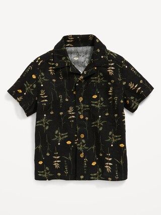 Printed Short-Sleeve Linen-Blend Shirt for Toddler Boys | Old Navy (US)