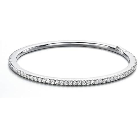 PAVOI 14K Gold Plated Cubic Zirconia Bangle Classic Tennis Bracelet | Gold Bracelets for Women | Amazon (US)