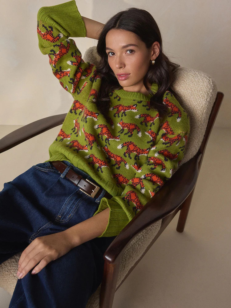 Green Fox 100% Lambswool N.Premium Crew Neck Jumper | Next EU