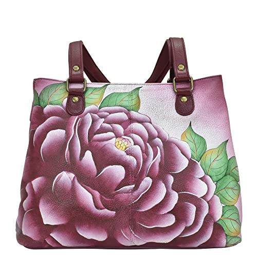Anna By Anuschka Women Hand Painted Genuine Leather Shoulder Satchel - Precious Peony, Precious Peony | Amazon (US)