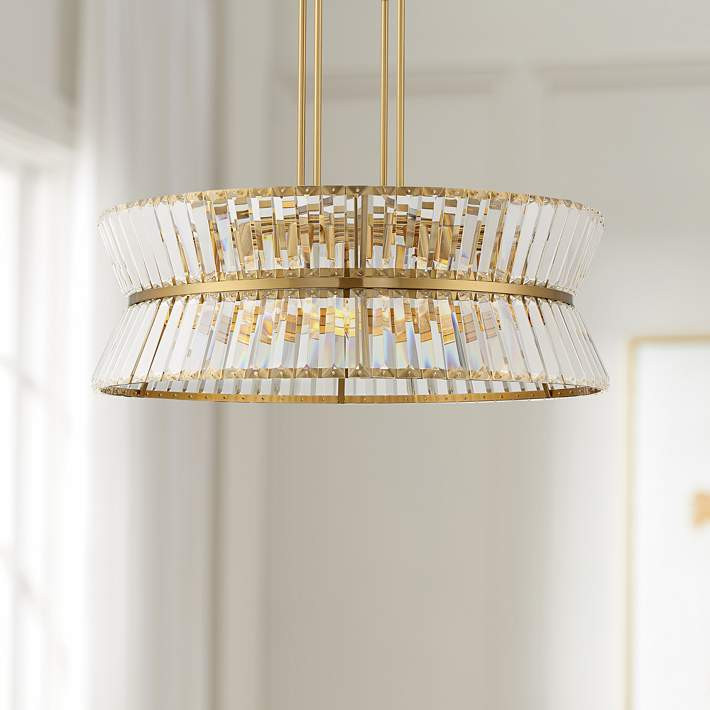 Vienna Full Spectrum Melwick 28" Modern Gold Crystal 12-Light Pendant - #301P1 | Lamps Plus | Lamps Plus
