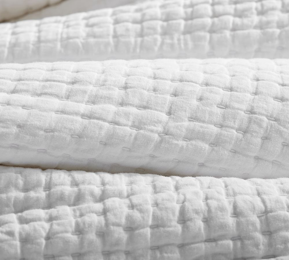 Pick-Stitch Handcrafted Cotton/Linen Quilt | Pottery Barn (US)