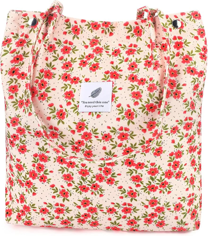 Ayieyill Corduroy Tote Bag for Women Canvas Shoulder Cord Purse with Inner Pocket | Amazon (US)