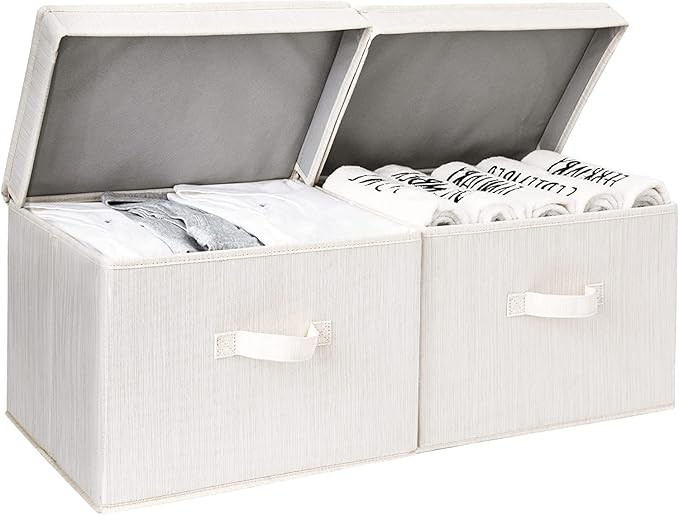 StorageWorks Decorative Storage Boxes, Storage Basket with Lid and Handles, Mixing of Beige, Whit... | Amazon (CA)