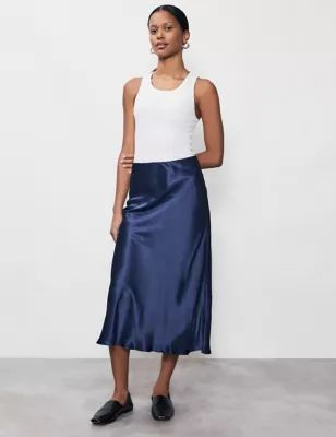 Satin Midi A-Line Skirt | Marks & Spencer (UK)