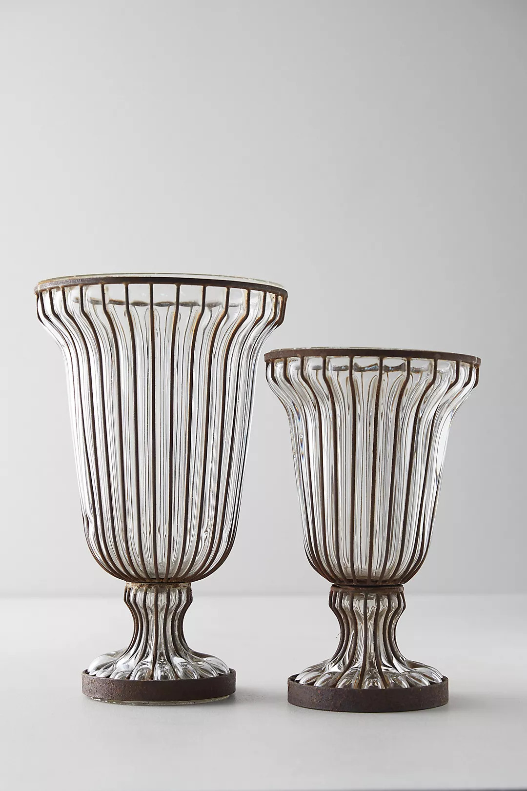 Fluted Glass + Iron Vase | Anthropologie (US)