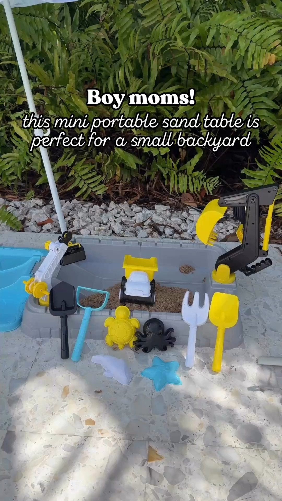A mini sandbox with a working excavator, dump truck, and umbrella. Such a fun way to keep little ones busy outside. You can also use it indoor with kinetic sand!



#LTKSeasonal #LTKBaby #LTKKids