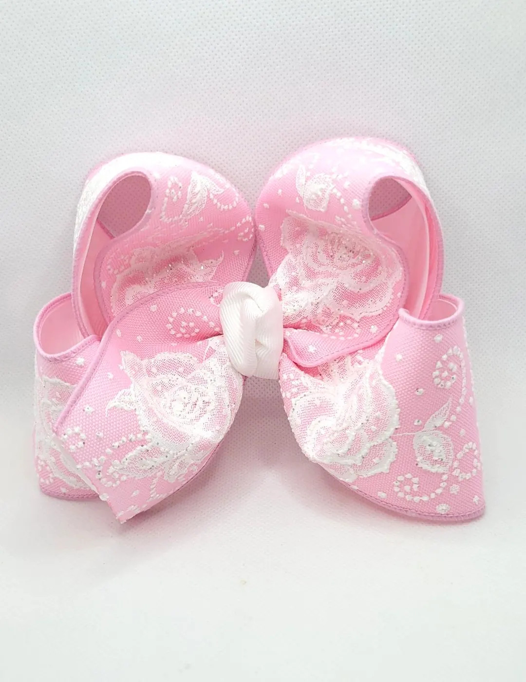 Vintage Rose Hair Bow: Pink, White & Glitter - Etsy | Etsy (US)