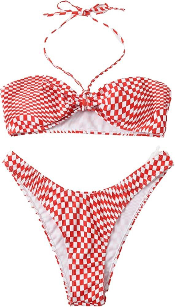 SOLY HUX Women's Criss Cross Halter Bikini Bathing Suits 2 Piece Swimsuits | Amazon (US)