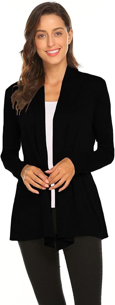 Womens Casual Lightweight Long Sleeve Cardigan Soft Drape Open Front Fall Dusters (S-3X) | Amazon (US)
