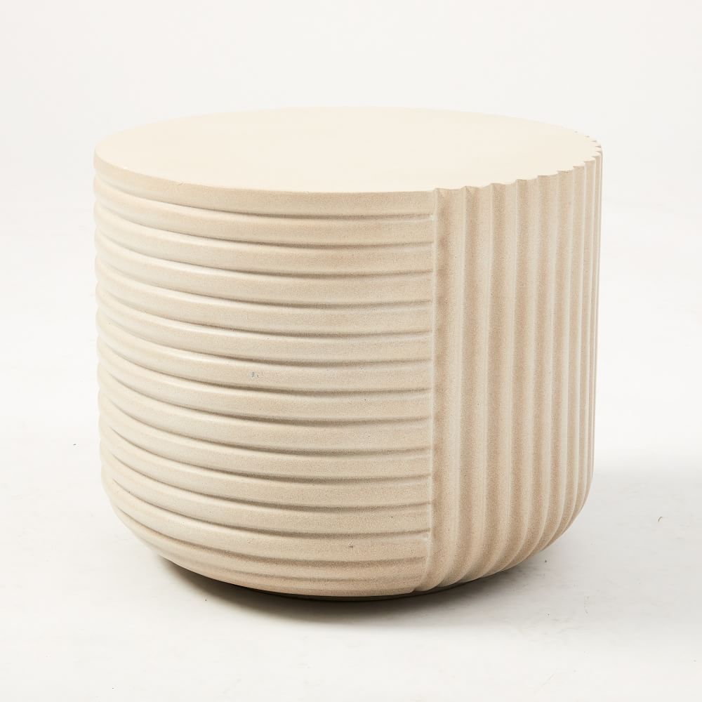 Cecilia Side Table, Round, Fiberstone, Sandy Beige | West Elm (US)