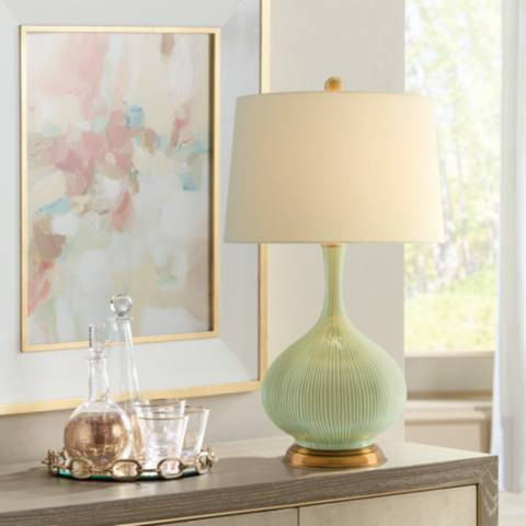 Currey & Company Cait Grass Green Table Lamp | Lamps Plus