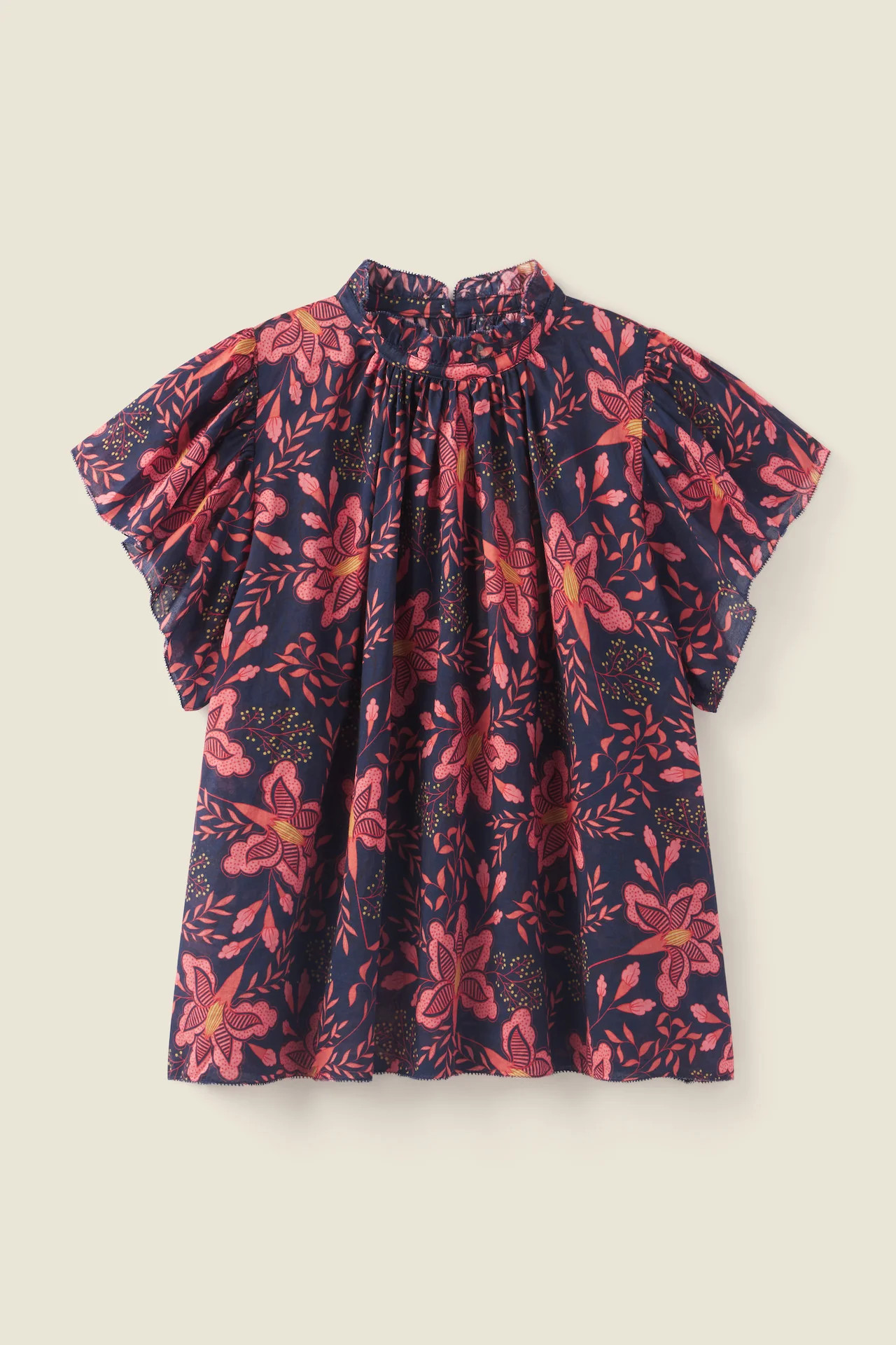 Carla Highneck Shirt Pink Geranium | TROVATA