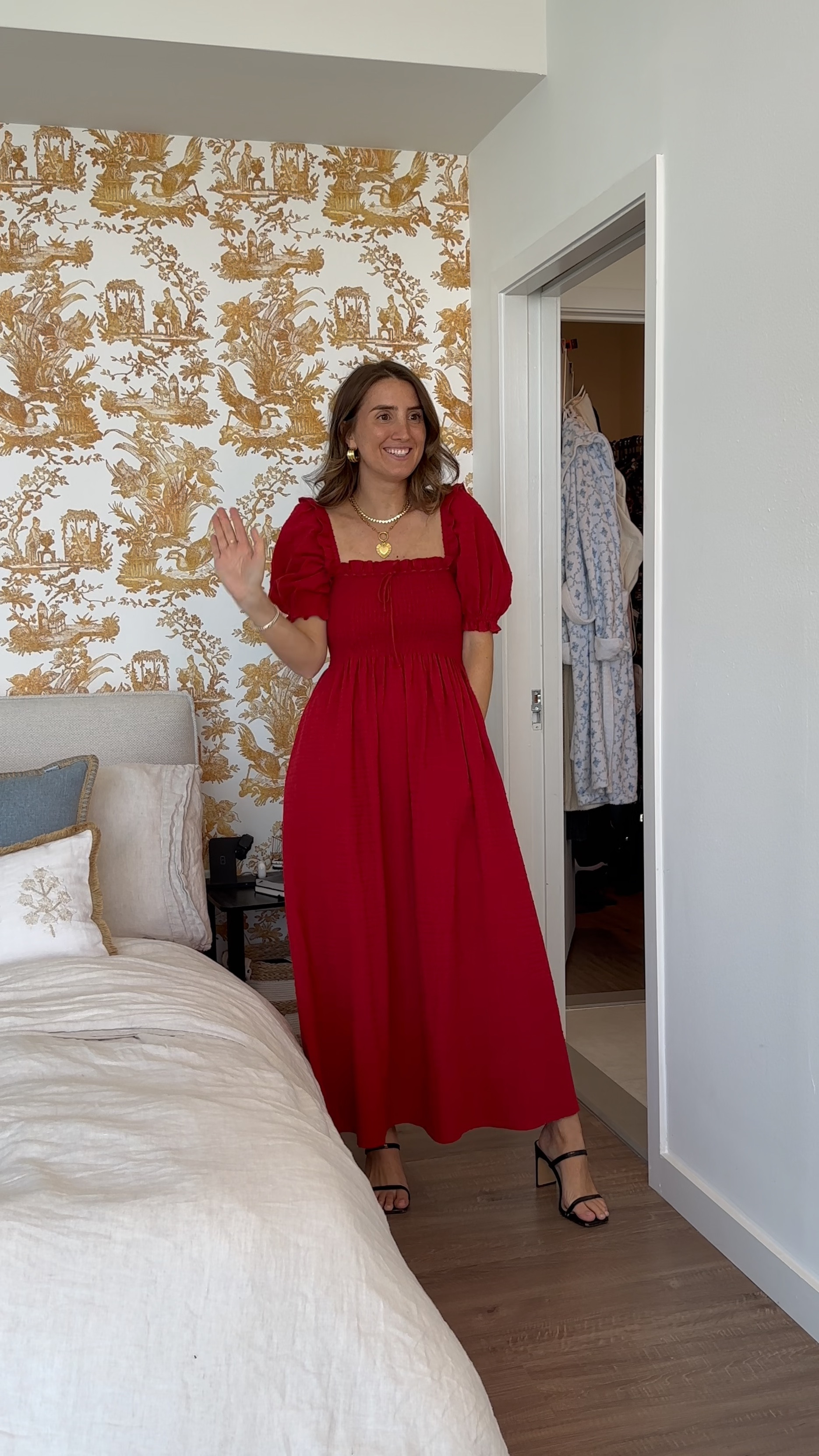 Holiday dress in the perfect shade of red!! Wearing a size small (I suggest ordering to your TTS)!

Brand is hill house home!

#LTKParties #LTKHoliday #LTKFamily