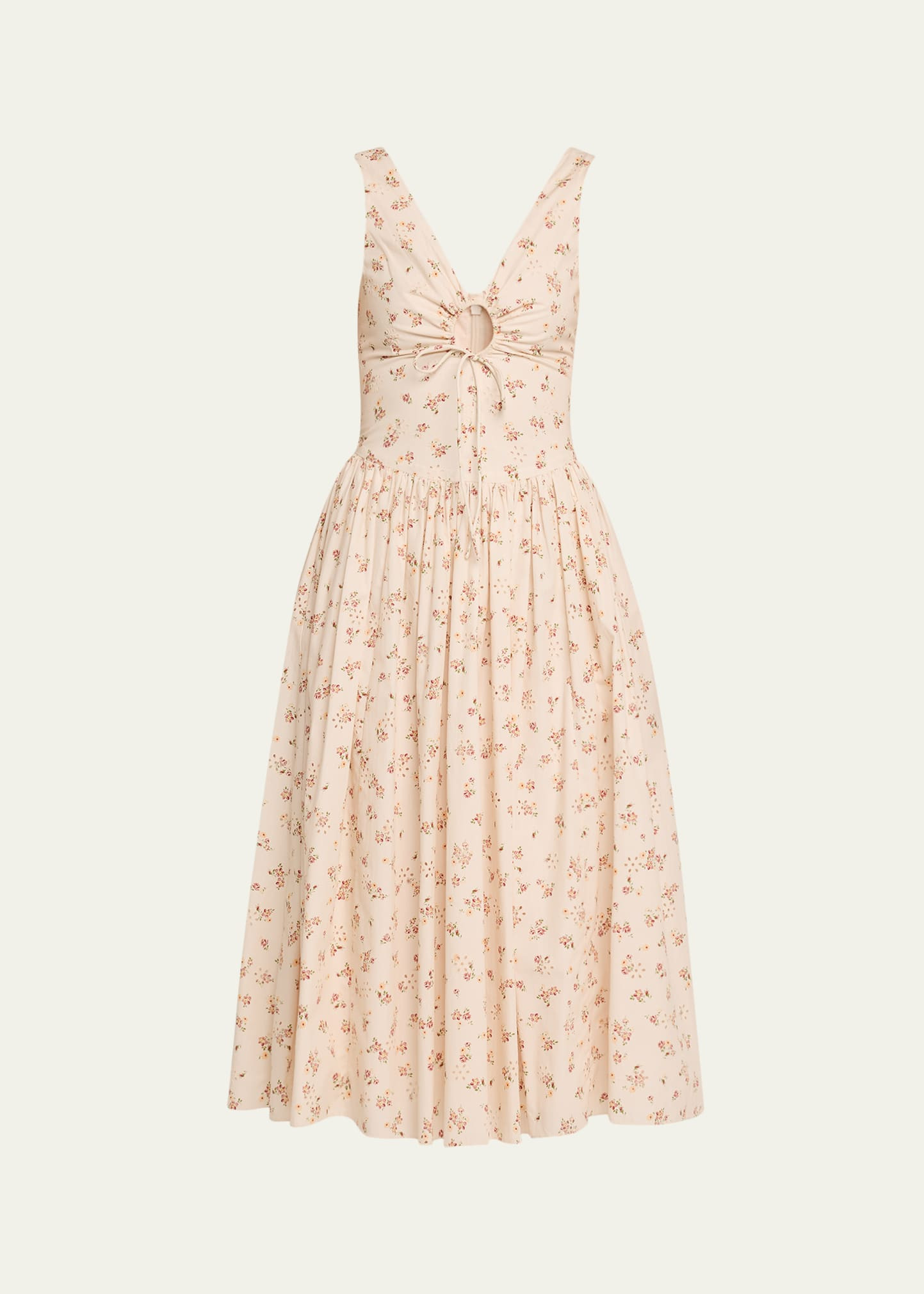 Markarian Penelope Sleeveless Floral Cotton Keyhole Midi Dress | Bergdorf Goodman