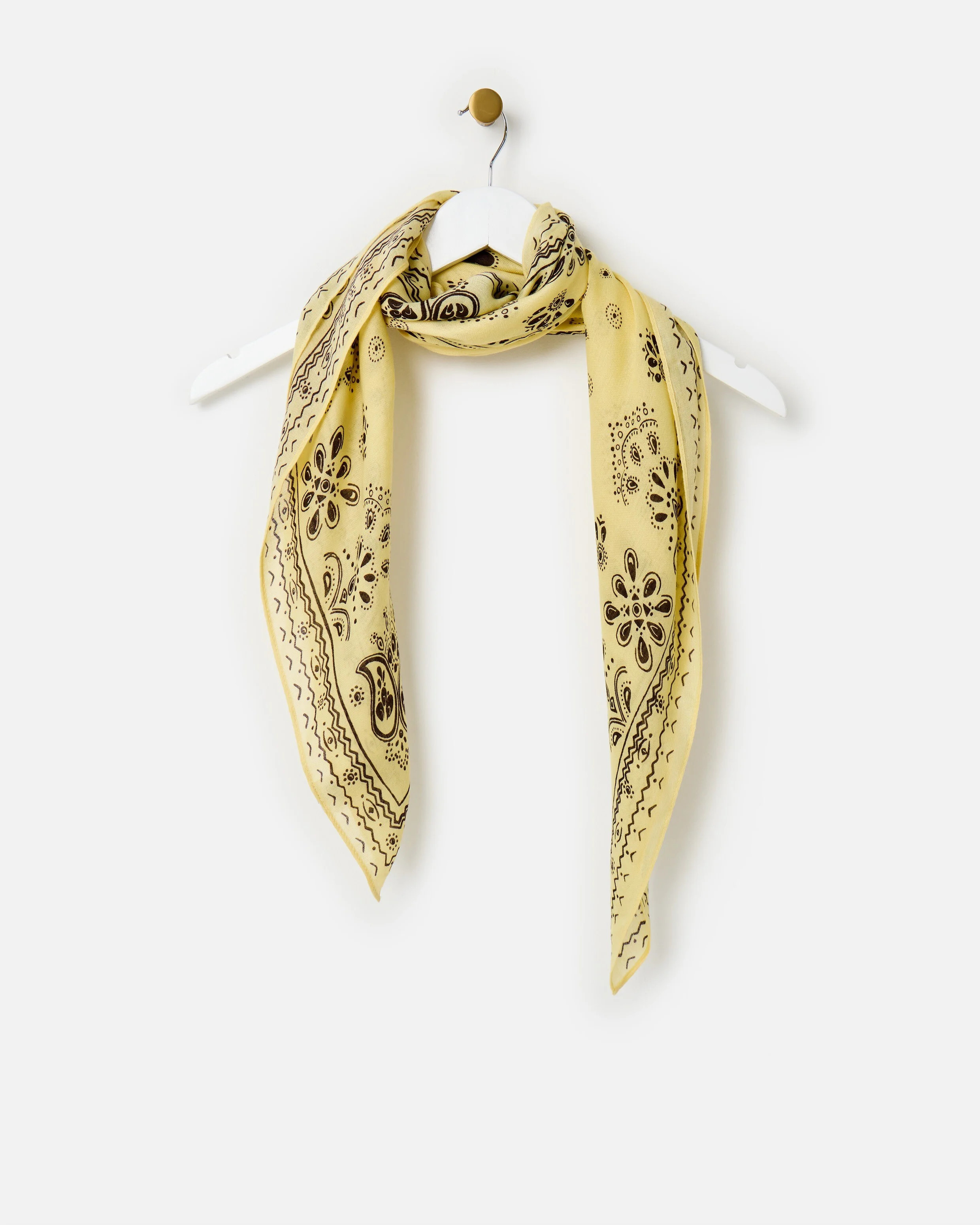 Yellow & Brown Bandana Large Square Scarf | Oliver Bonas (Global)