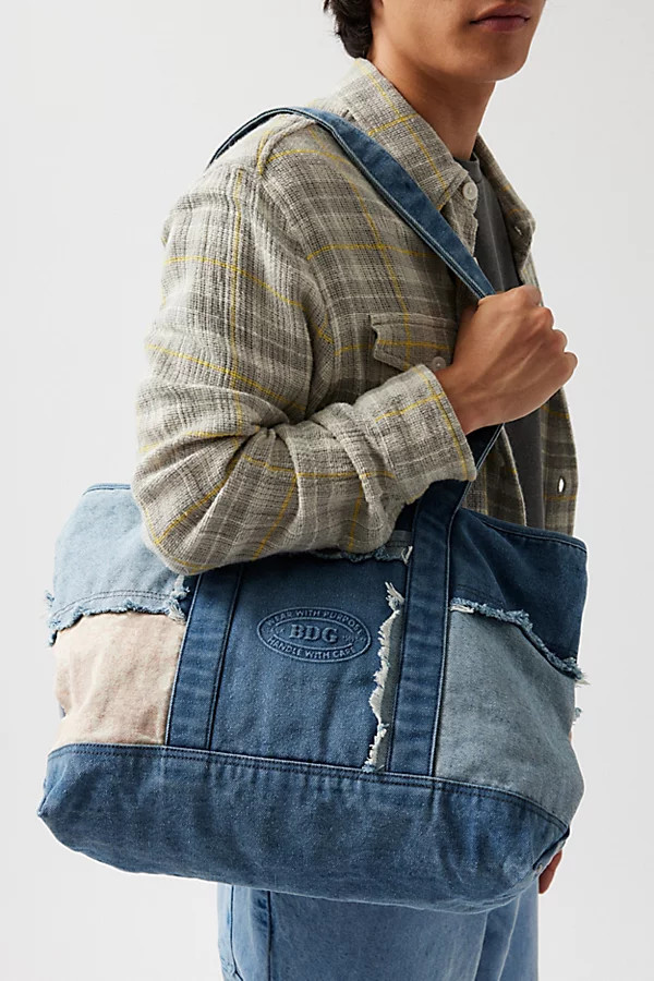 BDG Patchwork Denim Tote Bag in Assorted, Men's at Urban Outfitters | Urban Outfitters (US and RoW)