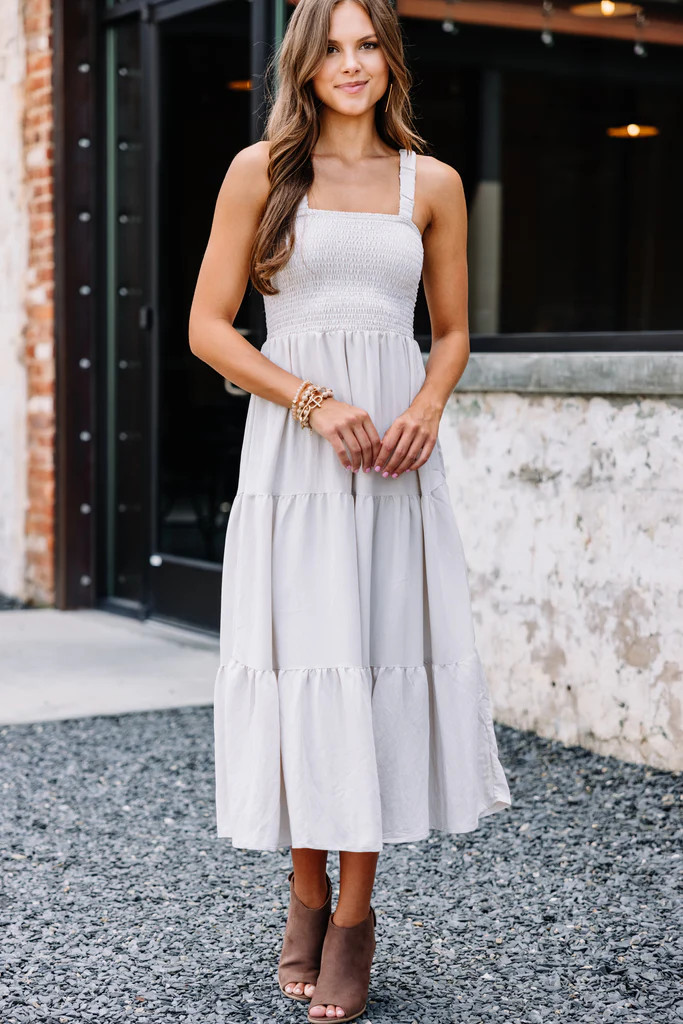 Feeling My Best Taupe Brown Midi Dress | The Mint Julep Boutique