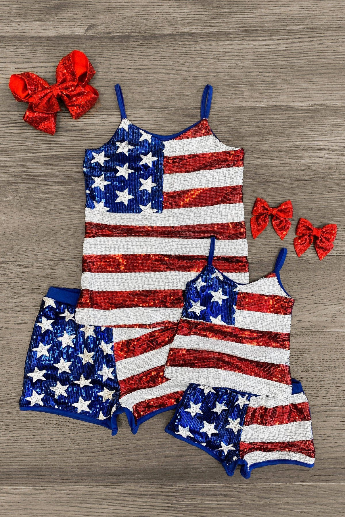 Mom & Me - Patriotic Sequins Tank Short Set | Sparkle In Pink