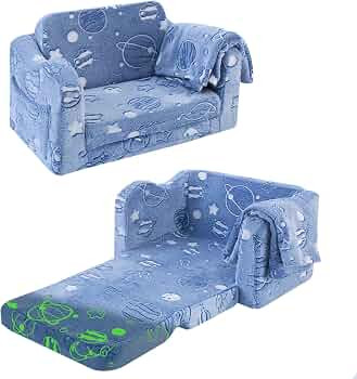 MeMoreCool Toddler Fold Out Chair for Girls Boys, Glow in Dark Comfy Folding Baby Couch Convertib... | Amazon (US)