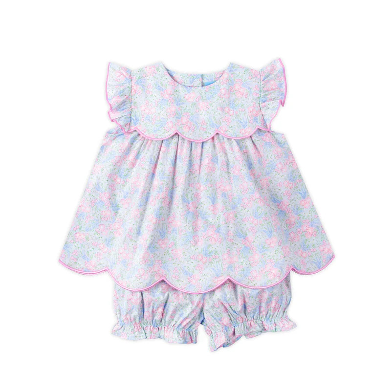 Vintage Garden Blue Floral Amelia Bloomer Set | Classic Whimsy
