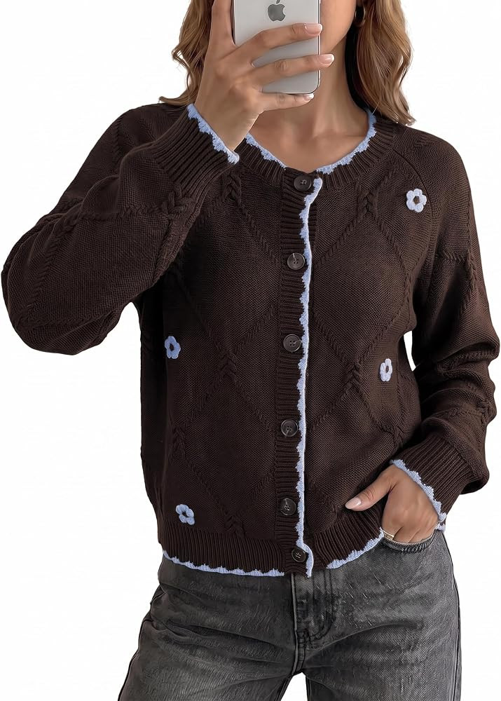 Dokotoo Cardigan Sweaters for Women Comfy Long Sleeve Floral Coats Outfits | Amazon (US)