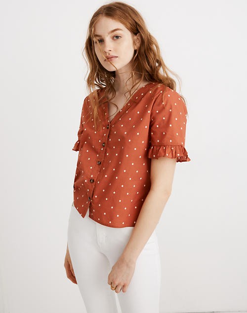 Village Ruffle-Sleeve Shirt in Polka Dot | Madewell
