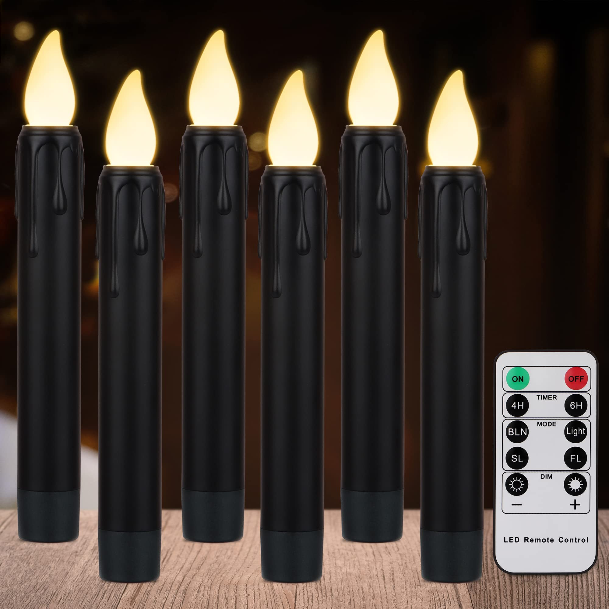 Black Flamless Taper Candles- Floating Candles  | Amazon (US)
