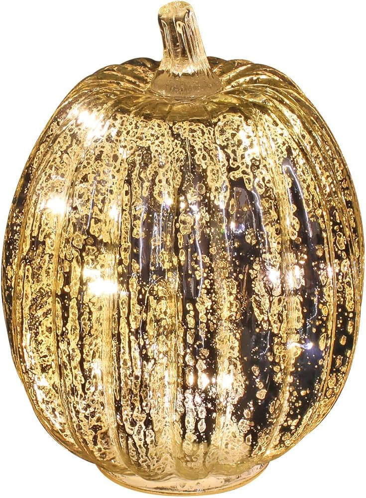 Mercury Glass Pumpkin Light with Timer for Halloween Pumpkin Decorations Fall and Thanksgiving De... | Amazon (US)