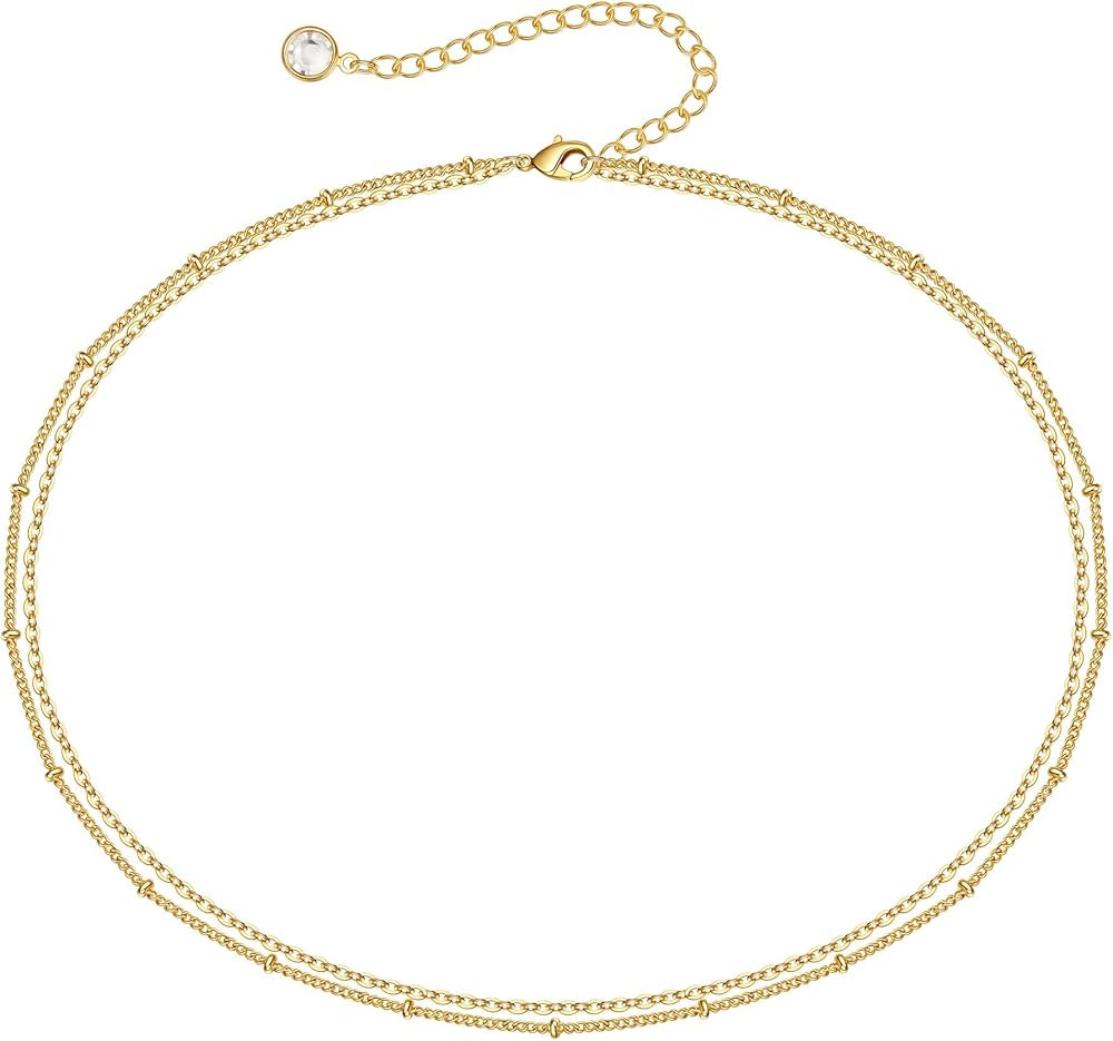 Turandoss Dainty Gold Choker Necklaces for Women - 14K Gold Plated Handmade Medallion Snake Link ... | Amazon (US)
